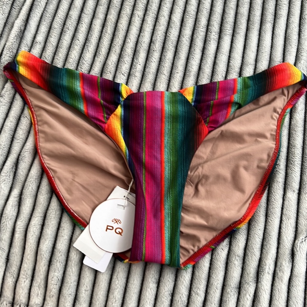 NWT Petal + Sea Bikini Striped Bikini Bottom Roushed Butt